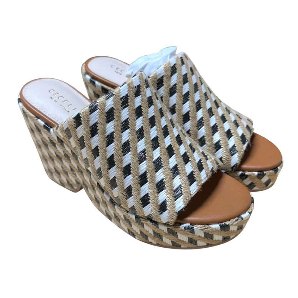 Cecelia New York Platform Sandals Frost Raffia Women's Size 7.5M New In Box